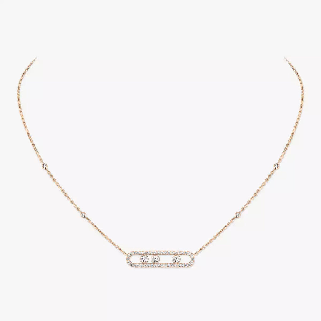 [Dream ] Move Pave_ Rose Gold Diamond Necklace