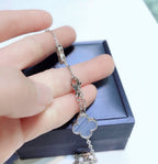 ¡®Dream¡¯CLOVER 10 MOTIFS CHALCEDONY DIAMONDS SILVER NECKLACE