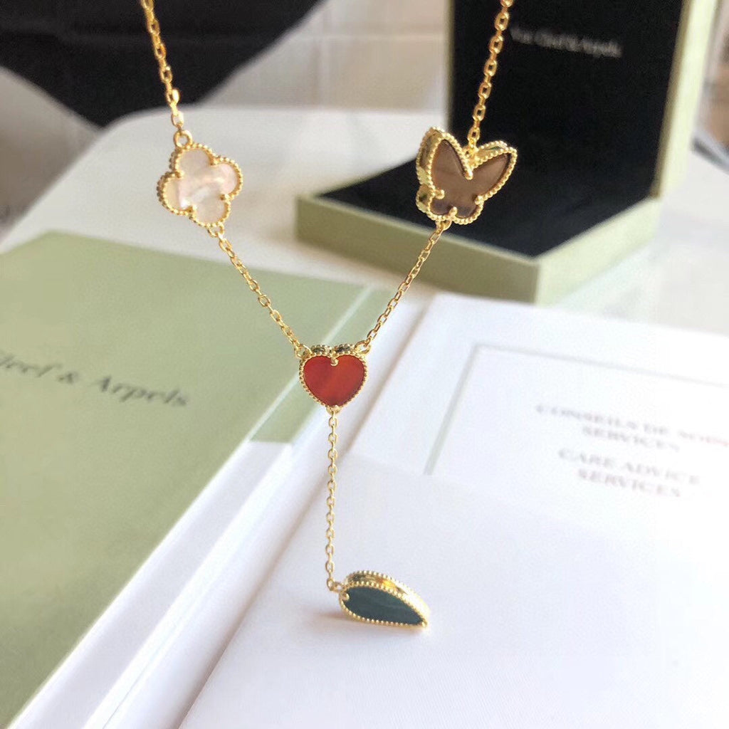 ¡®Dream¡¯LUCKY SPRING 4 MOTIFS ROSE GOLD NECKLACE