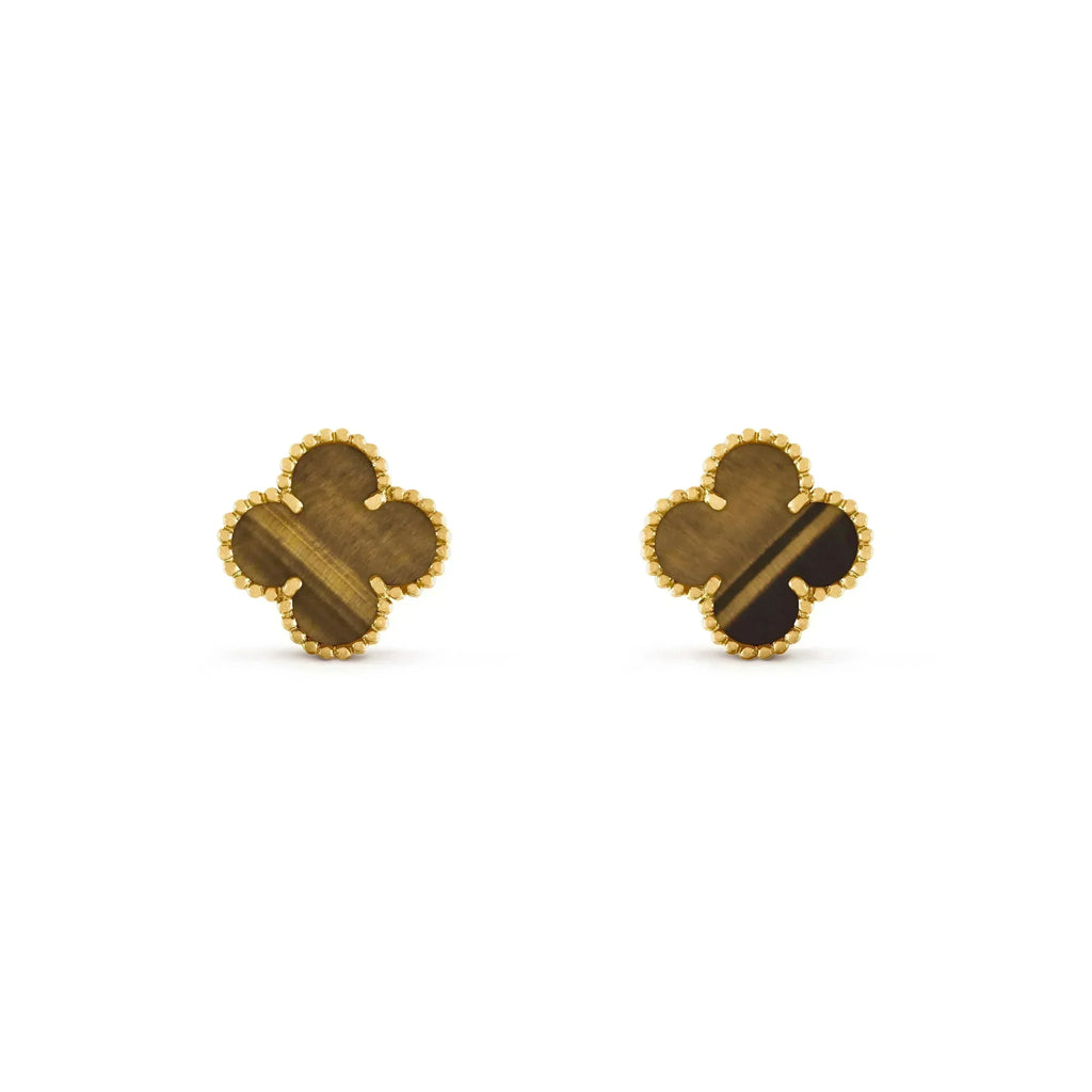 ¡®Dream¡¯CLOVER MEDIUM 1 MOTIFS TIGER EYE EARRINGS